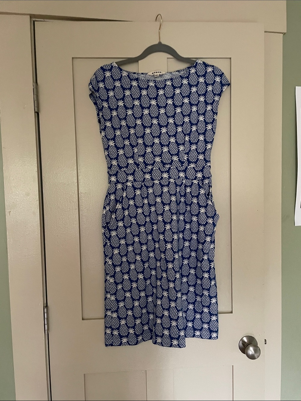 Biden Blue/White Pineapple Print Dress